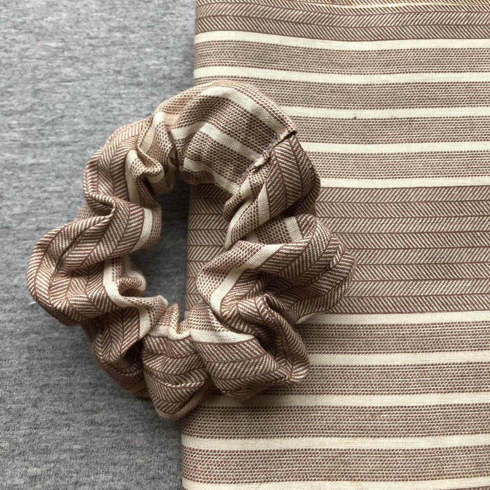 Neutral Striped Handmade Scrunchies
